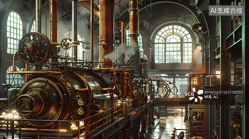 【AI数字艺术】蒸汽朋克工厂图片素材