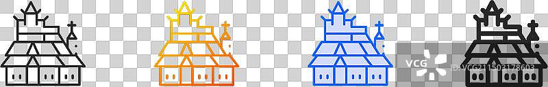 博尔贡木板教堂线性渐变图标图片素材