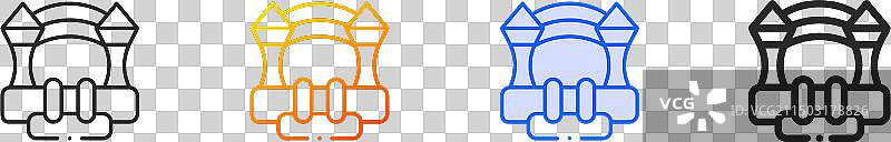 充气城堡图标，细线性渐变蓝色图片素材