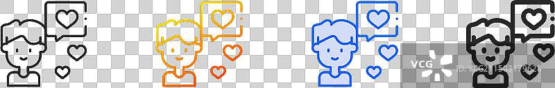 男孩图标，蓝色描边线性渐变图片素材