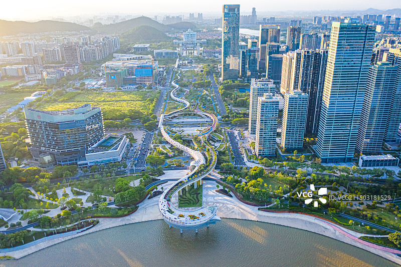 佛山顺德城市天际线航拍图片素材