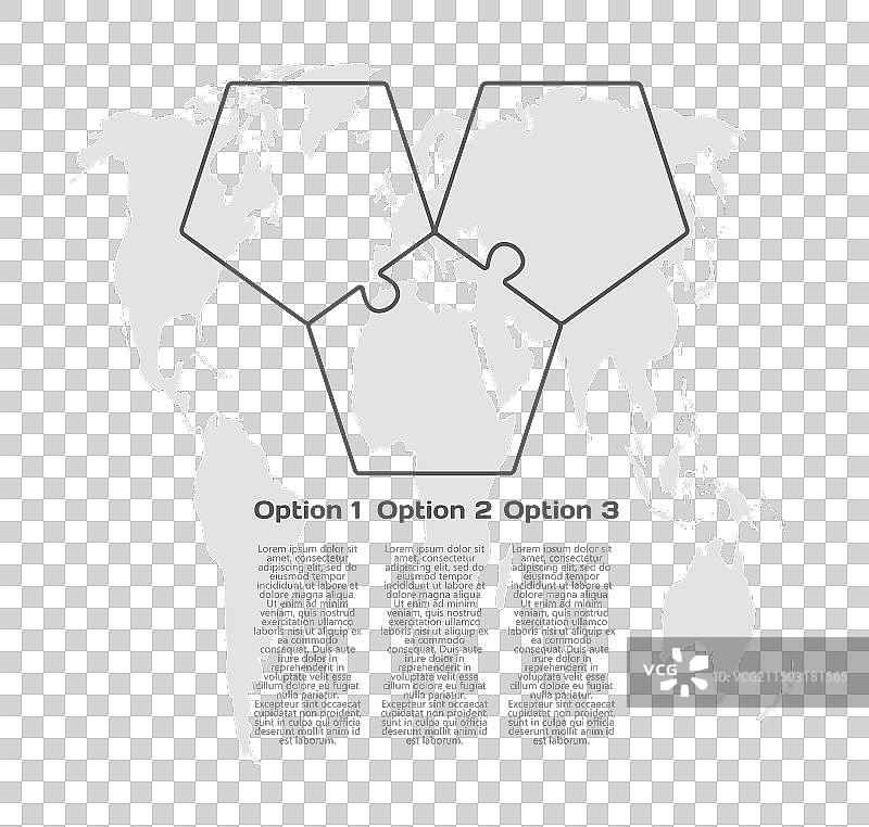 三部分信息图五边形拼图流程图片素材