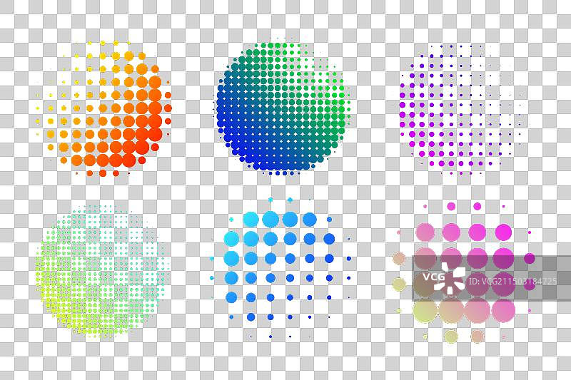 彩色渐变半色调圆形图案合集图片素材