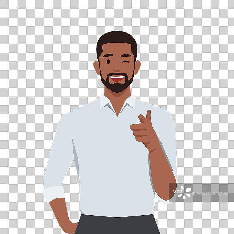 自信的黑人男子用手指指向镜头图片素材