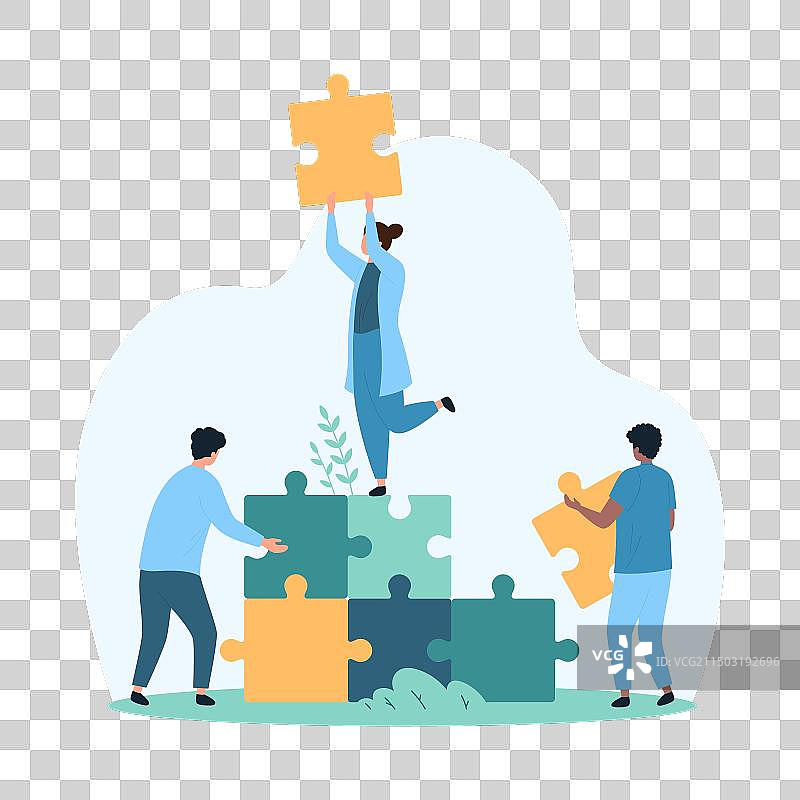 商业启动与拼图合作成功图片素材