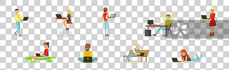 男女自由职业者在家工作图片素材