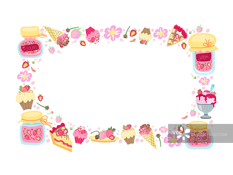 白色背景上的草莓酱横幅图片素材