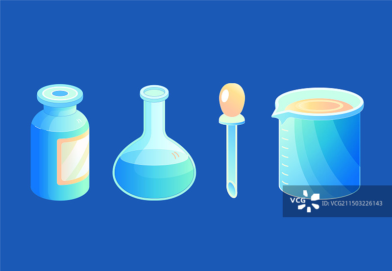 药瓶烧杯滴管圆底烧瓶医疗实验器材图片素材