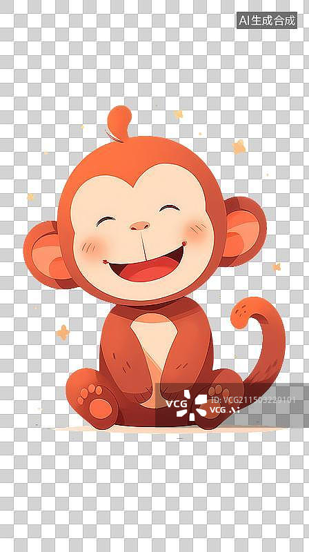 【AI数字艺术】卡通猴子形象免抠元素图片素材
