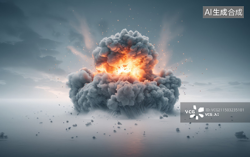 【AI数字艺术】核爆炸后升起的巨大蘑菇云场景图片素材