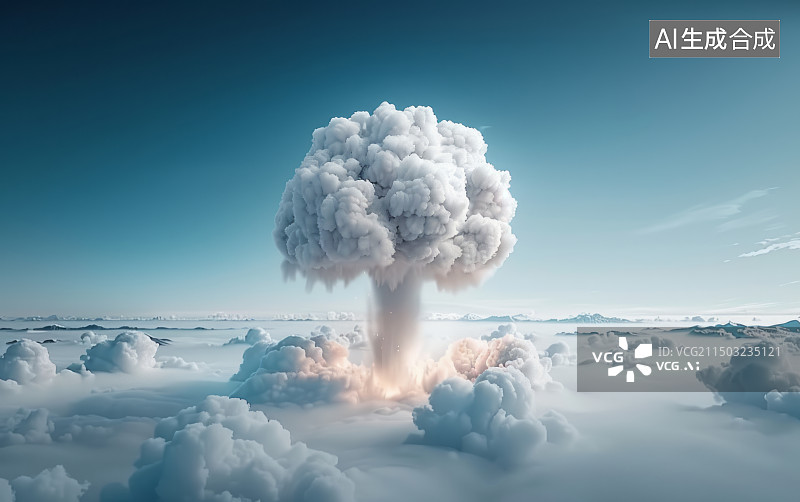 【AI数字艺术】核爆炸后升起的巨大蘑菇云场景图片素材