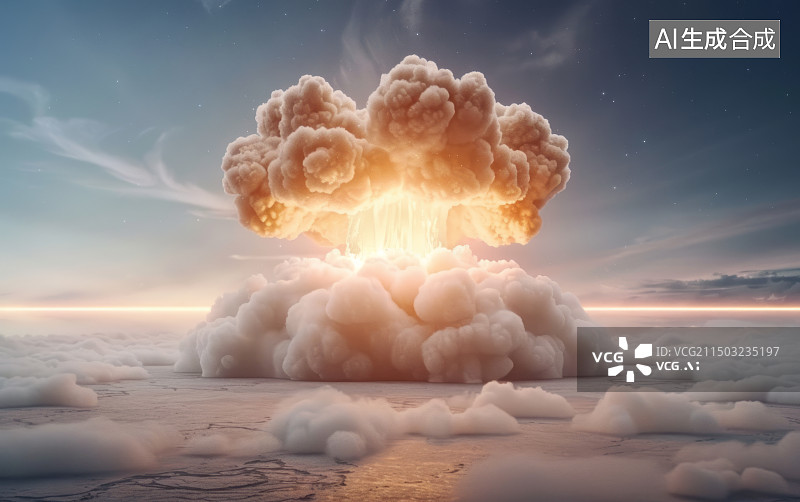 【AI数字艺术】核爆炸后升起的巨大蘑菇云场景图片素材