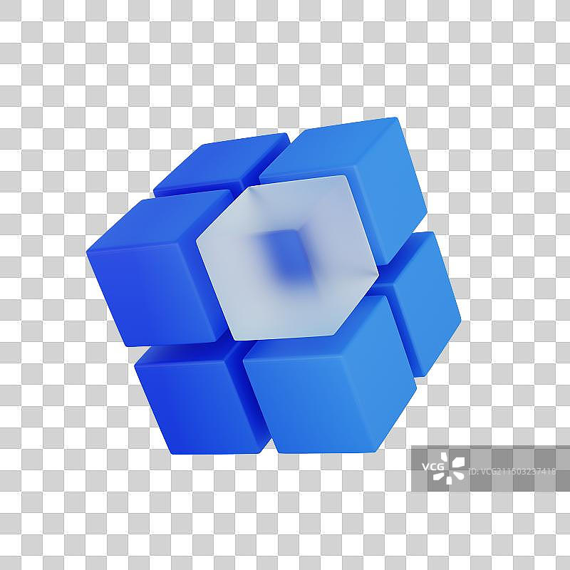 3D科技蓝色图标魔方数据图片素材
