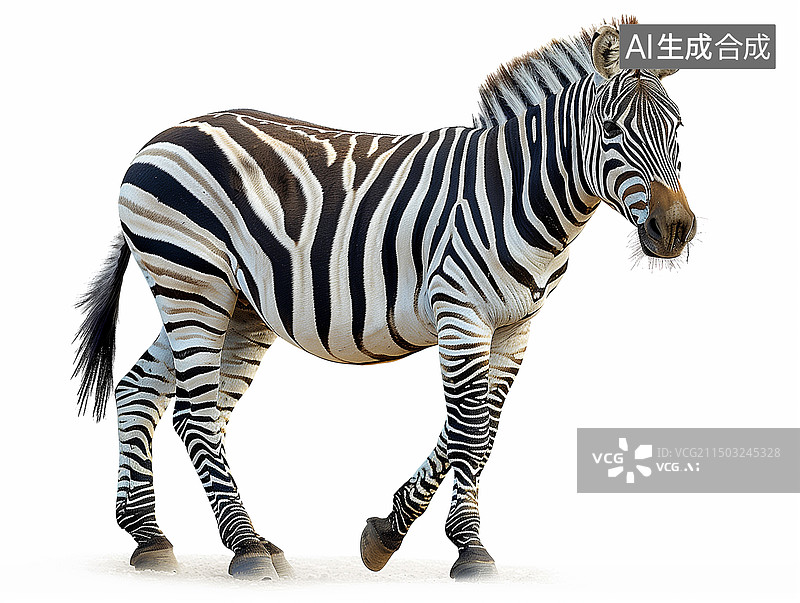 【AI数字艺术】白色背景的斑马图片素材
