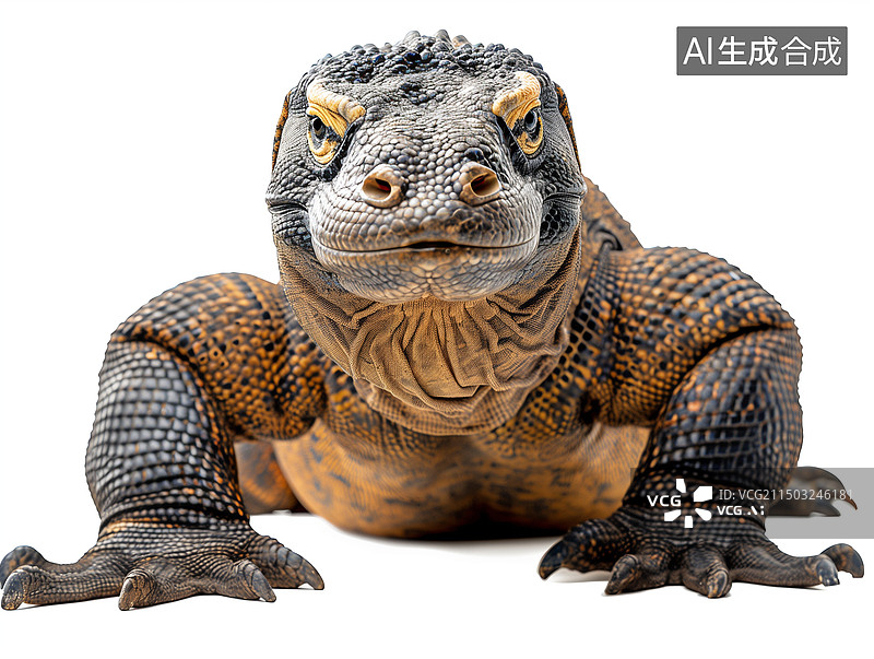 【AI数字艺术】白色背景下蜥蜴的特写镜头图片素材