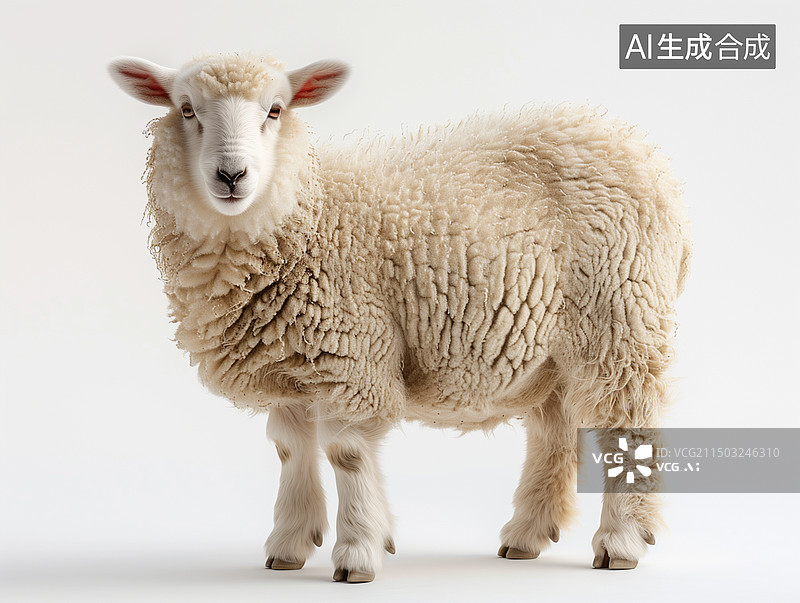 【AI数字艺术】白色背景下的羊肖像图片素材