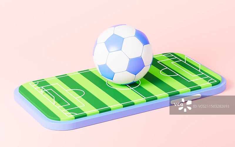 卡通足球和手机3D渲染图片素材