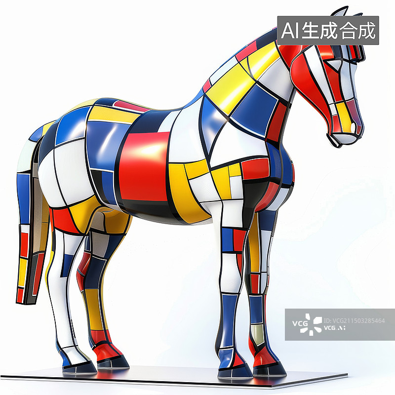 【AI数字艺术】骏马马年几何色块动物插画图片素材