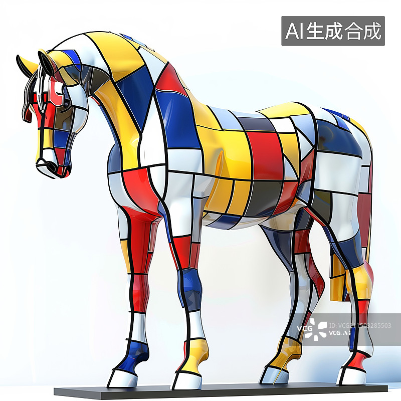 【AI数字艺术】骏马马年几何色块动物插画图片素材