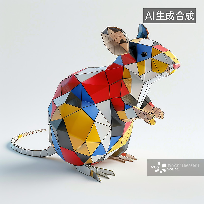 【AI数字艺术】老鼠鼠年几何色块动物插画图片素材