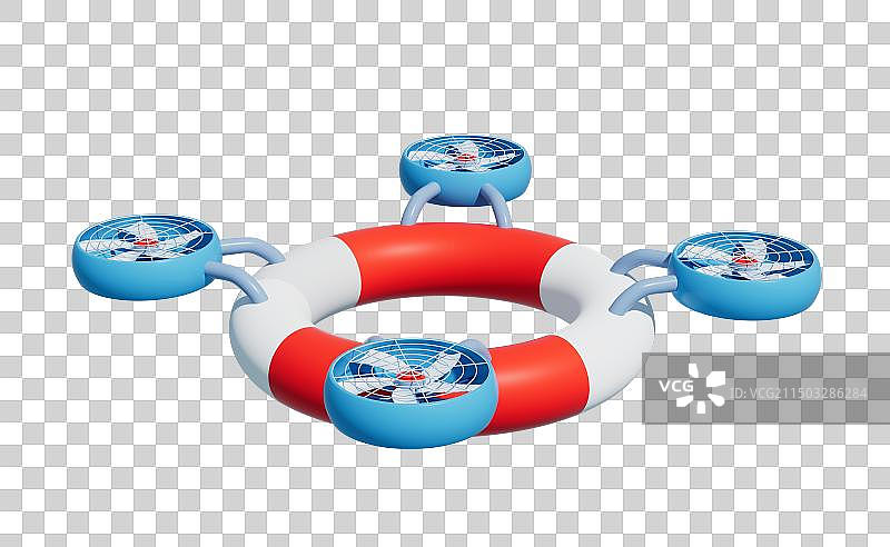 会飞的救生圈元素3D插画图片素材