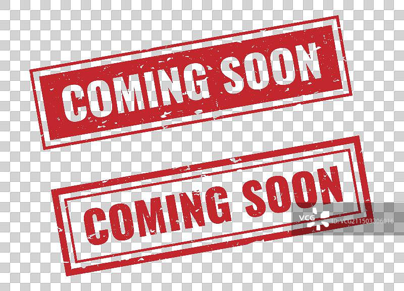 即将推出红色矩形Grunge风格印章图片素材