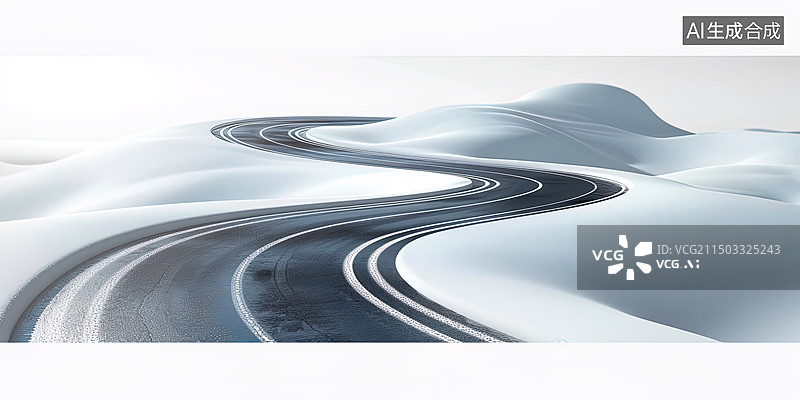 【AI数字艺术】雪山道路旅程图片素材