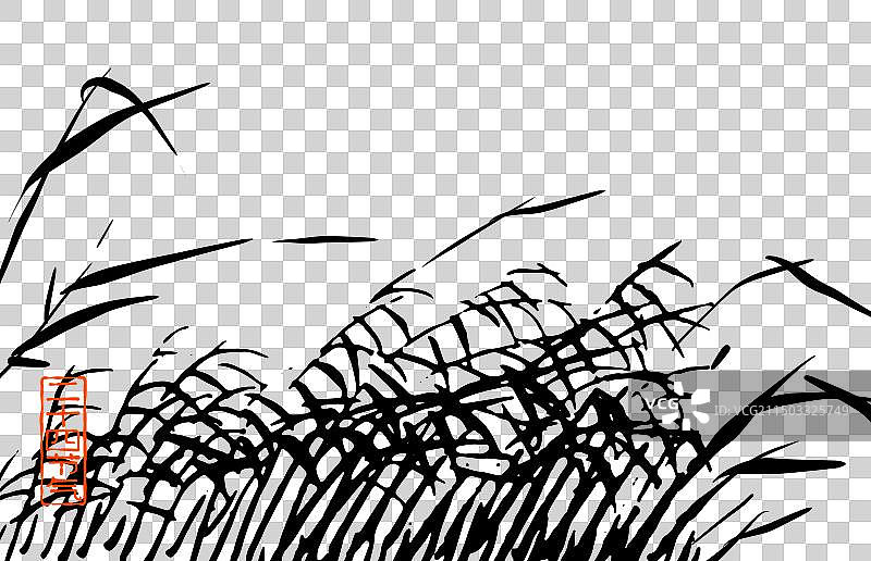 芦苇，节气，水墨国画古代人物元素图片素材