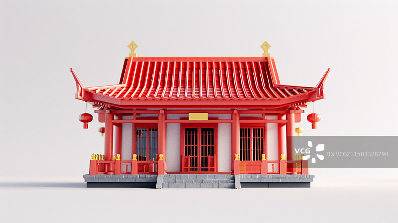 【AI数字艺术】中国传统古代建筑宫殿塔楼3D插画图片素材