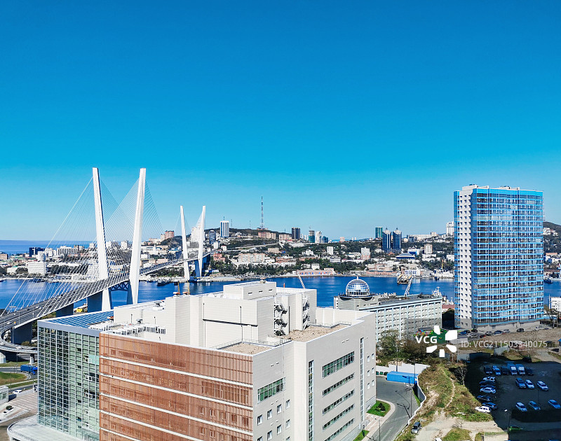 俄罗斯海参崴的港湾风光图片素材