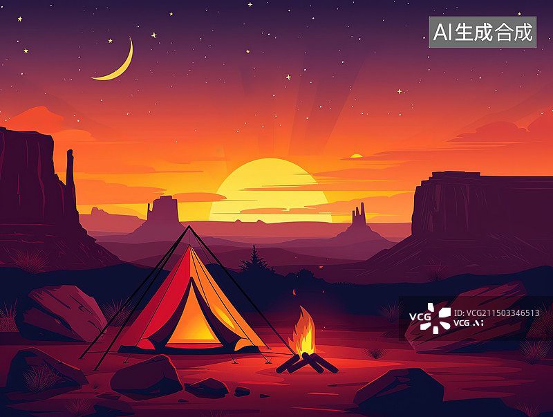 【AI数字艺术】美丽的自然风光和帐篷图片素材