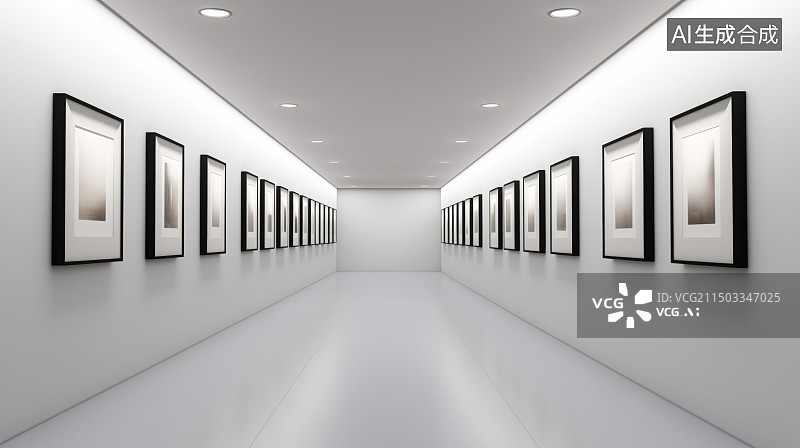 【AI数字艺术】展厅 空白的相框图片素材