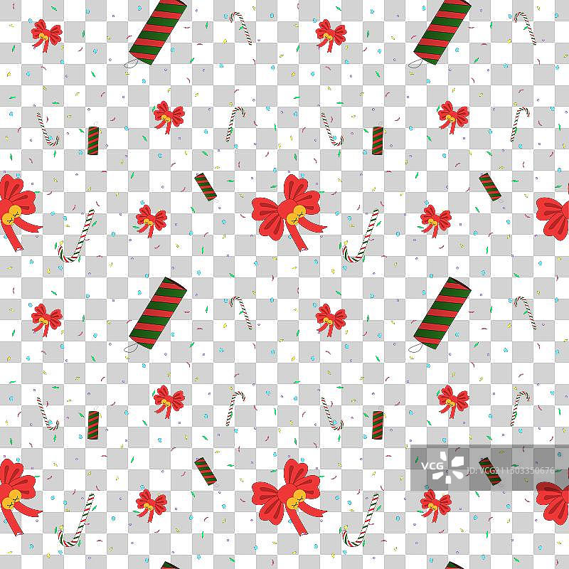 红色蝴蝶结、焦糖拐杖糖和五彩纸屑拍板图片素材