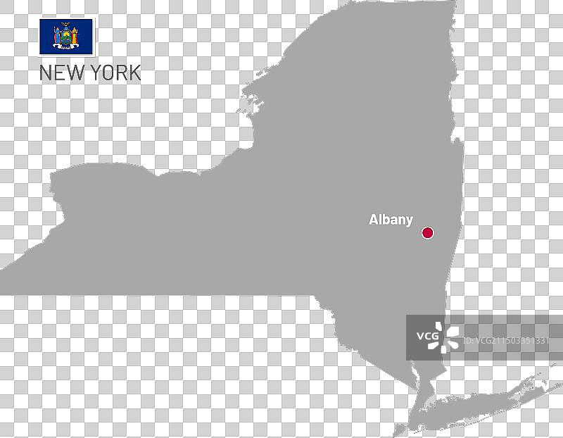 美国纽约州灰色地图图片素材