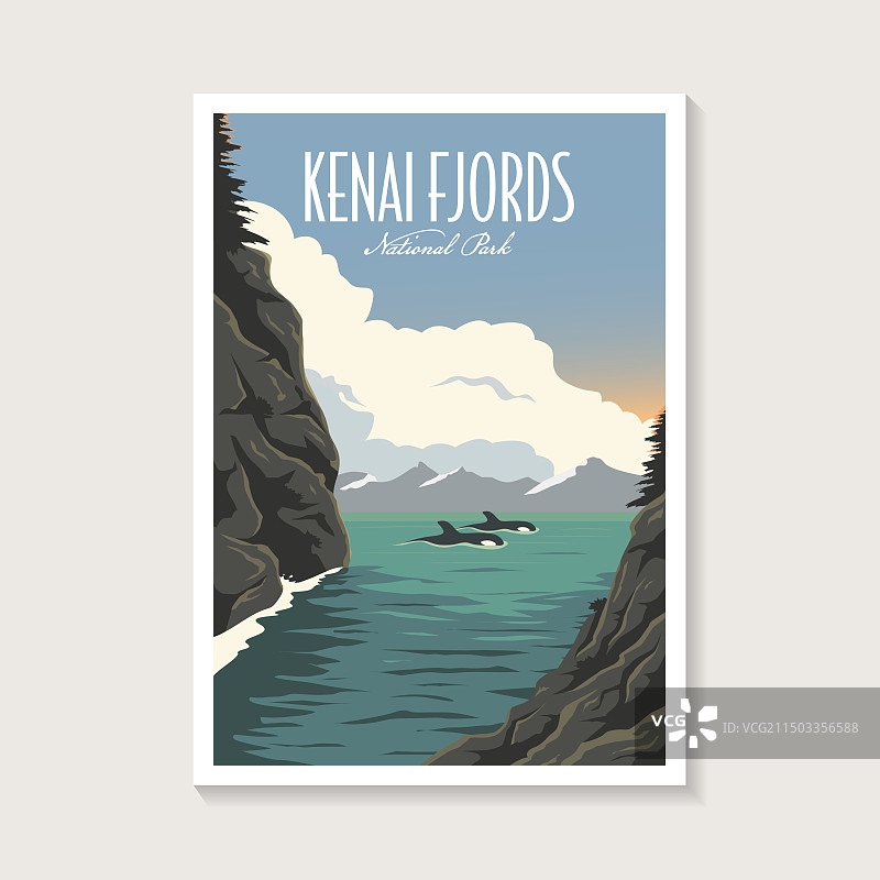 基奈峡湾国家公园海报设计图片素材