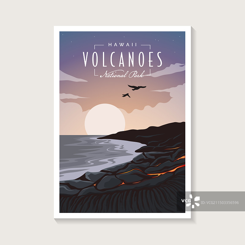 夏威夷火山国家公园海报设计图片素材