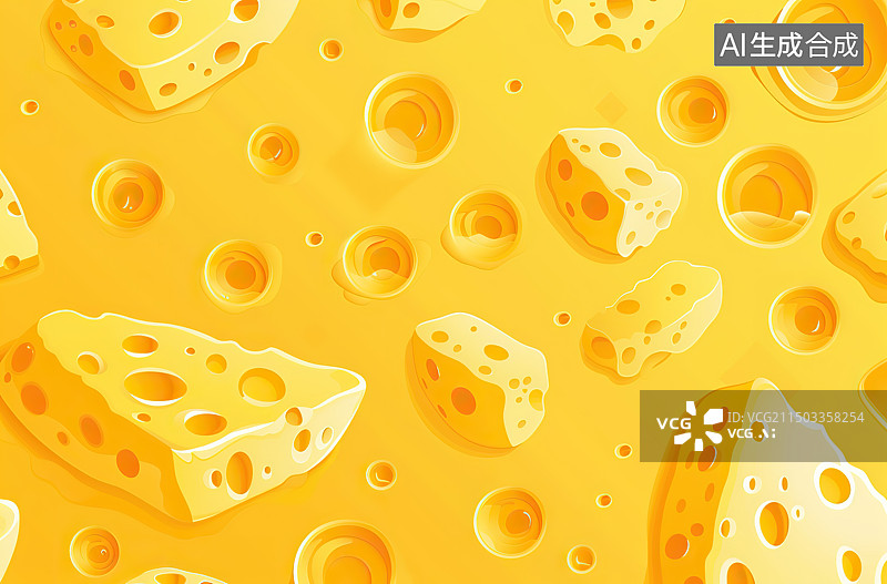 【AI数字艺术】黄色背景上的奶酪和黄色的全帧照片图片素材