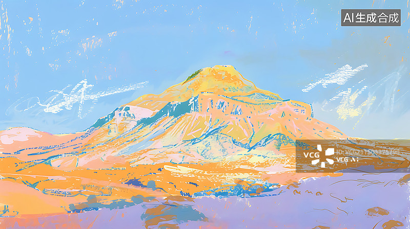 【AI数字艺术】莫兰迪色极简油画山景壁纸图片素材