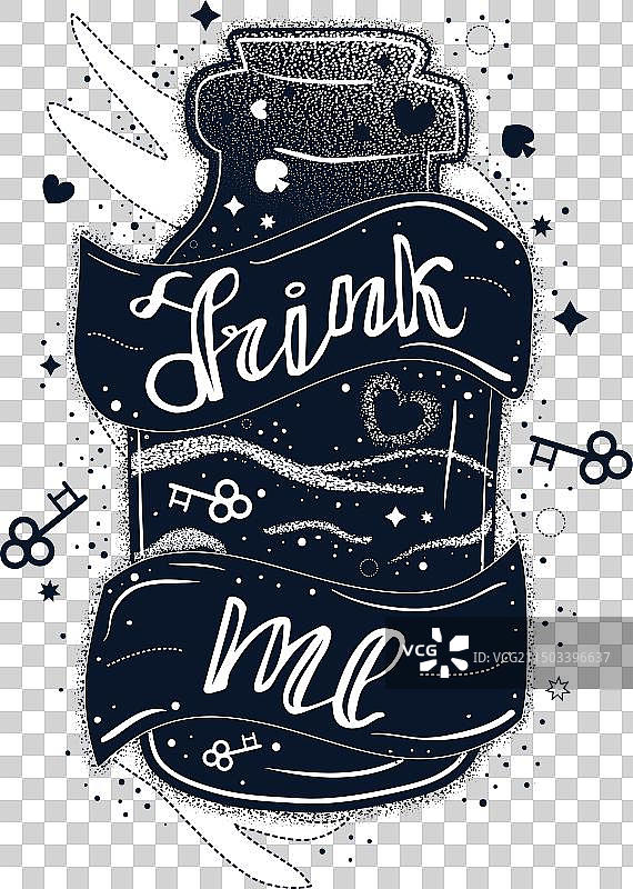 《爱丽丝梦游仙境》中的瓶子图片素材