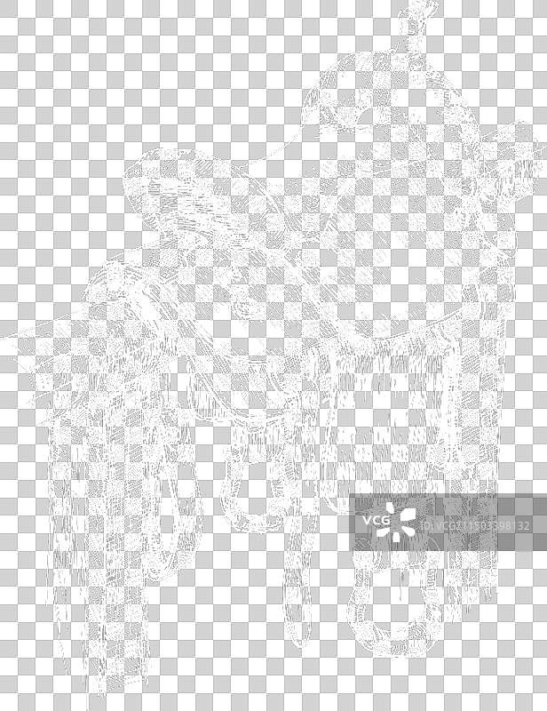 手绘马鞍素描图片素材