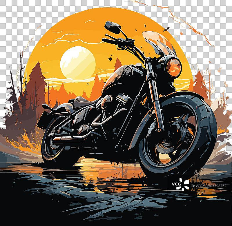 带有T恤图案的摩托车图片素材