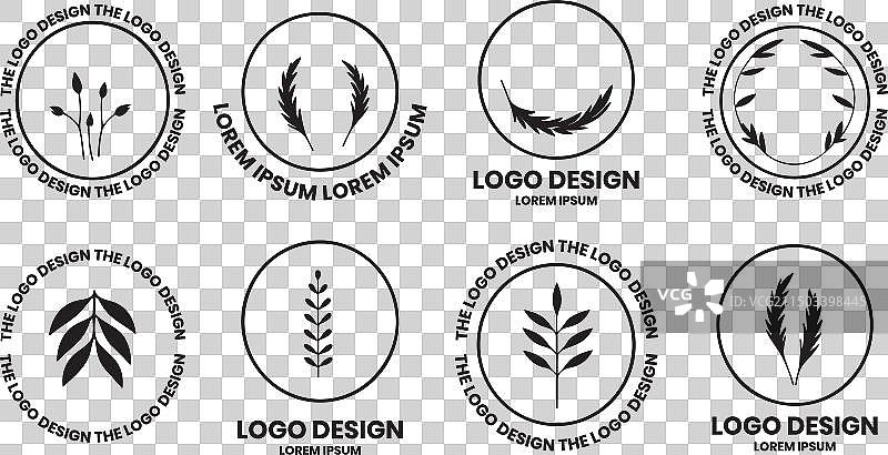 女性风格的叶子和花朵标志图片素材