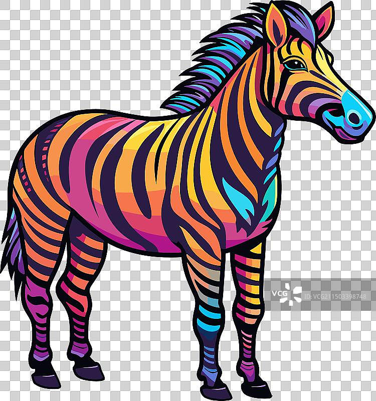 彩色水彩斑马卡通卡哇伊图片素材