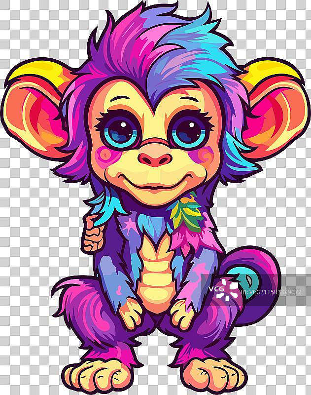 水彩卡通可爱猴子图片素材