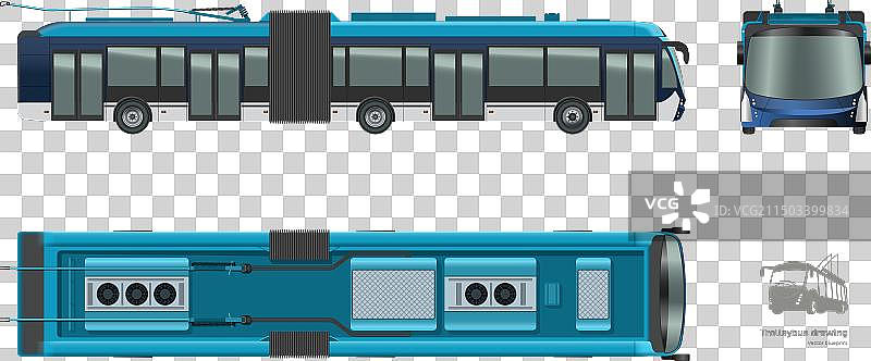 无轨电车3D城市交通图片素材