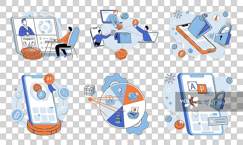 代表独特资产的加密货币代币图片素材