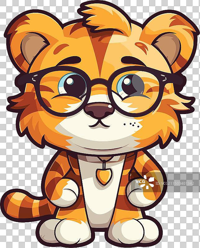 老虎卡通可爱彩色剪贴画图片素材