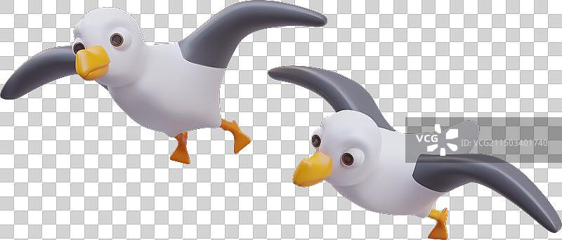 飞行中的3D海鸥海洋构图图片素材