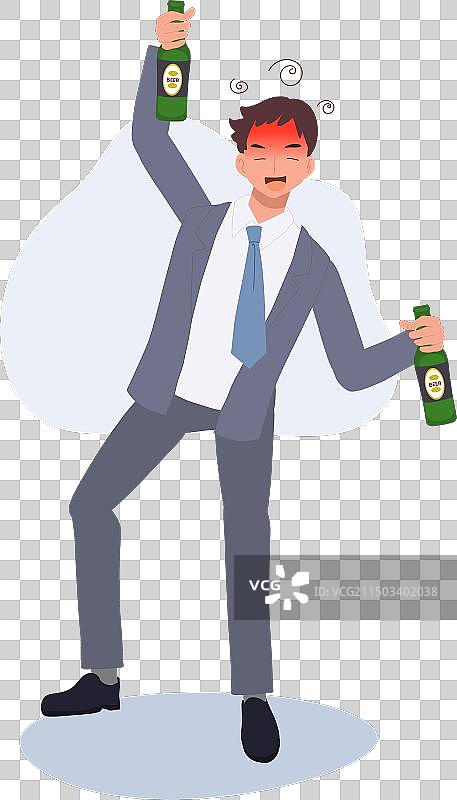 拿着啤酒瓶的醉酒商人，酗酒图片素材