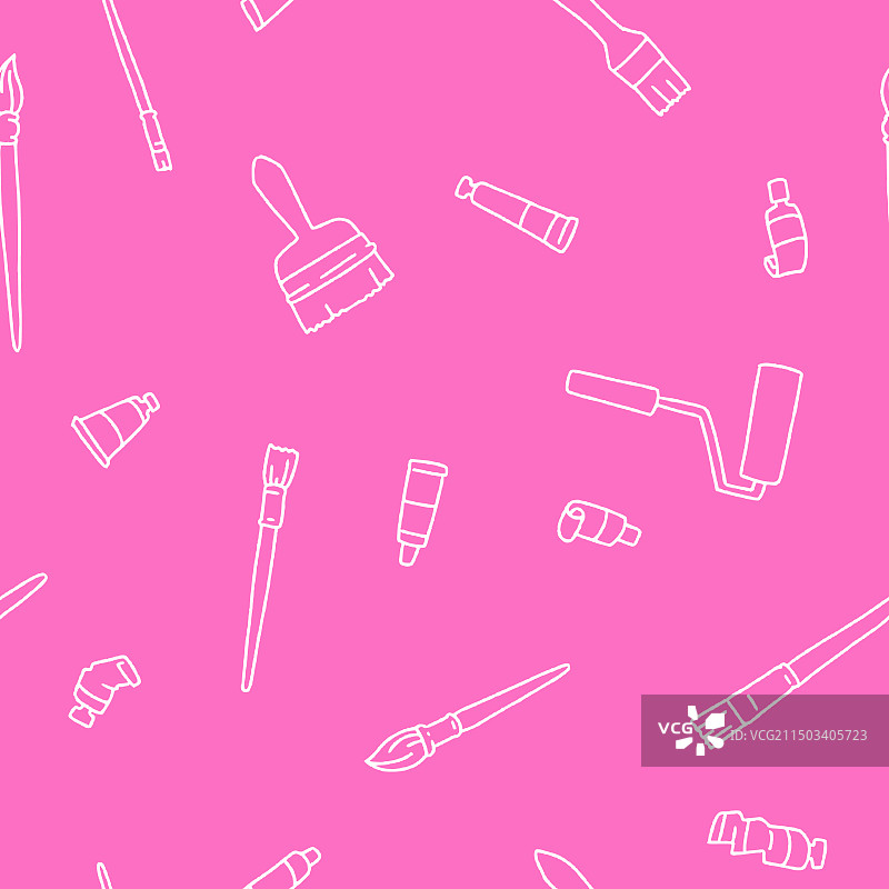轮廓笔刷颜料管无缝图案设计图片素材